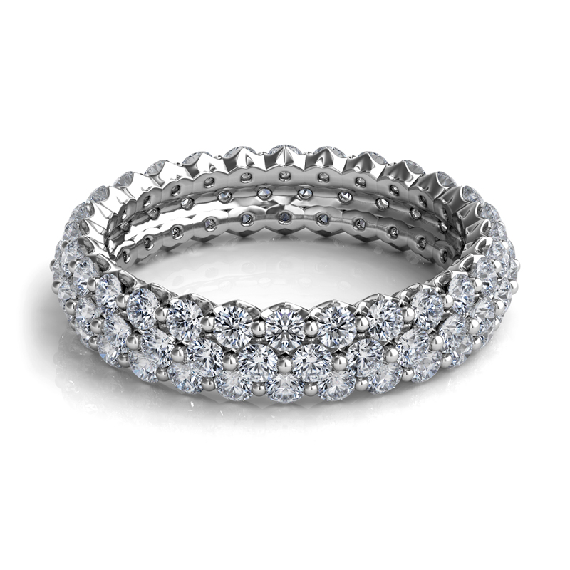 Platinum Three Row Diamond Band