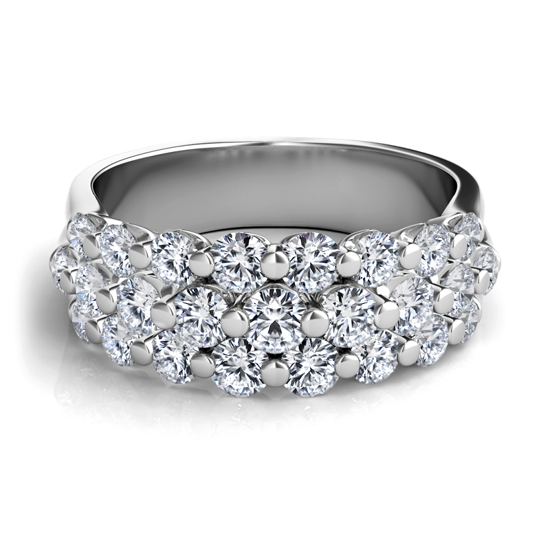 Platinum Three Row Diamond Band