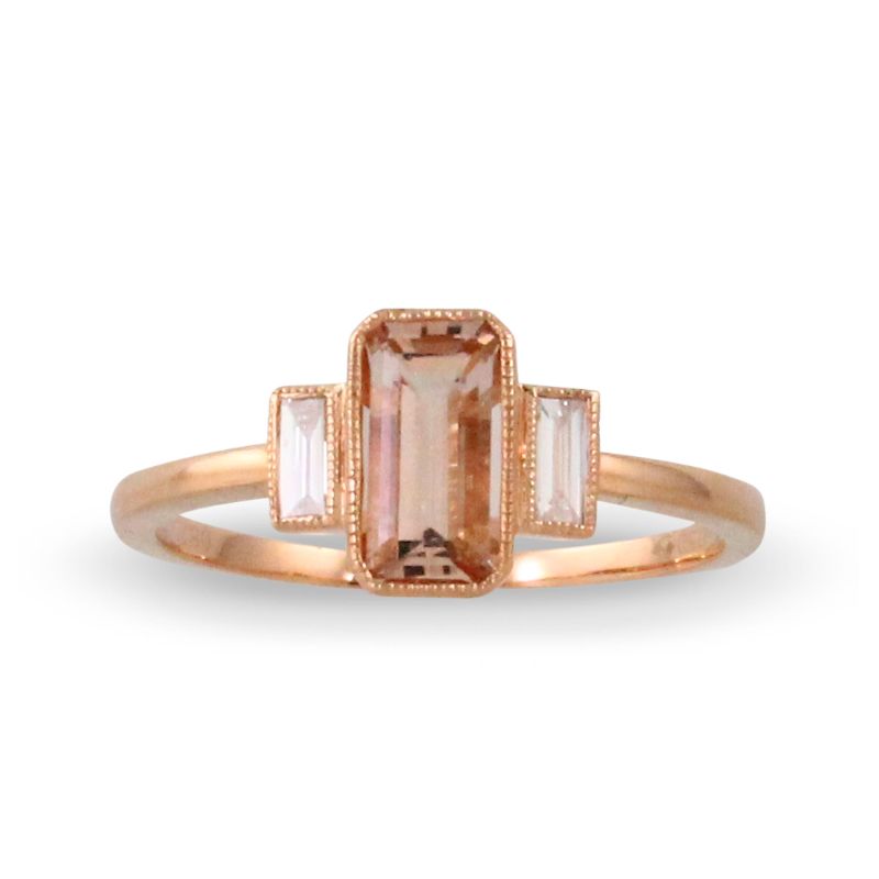 18K Rose Gold Diamond Ring With Morganite Center