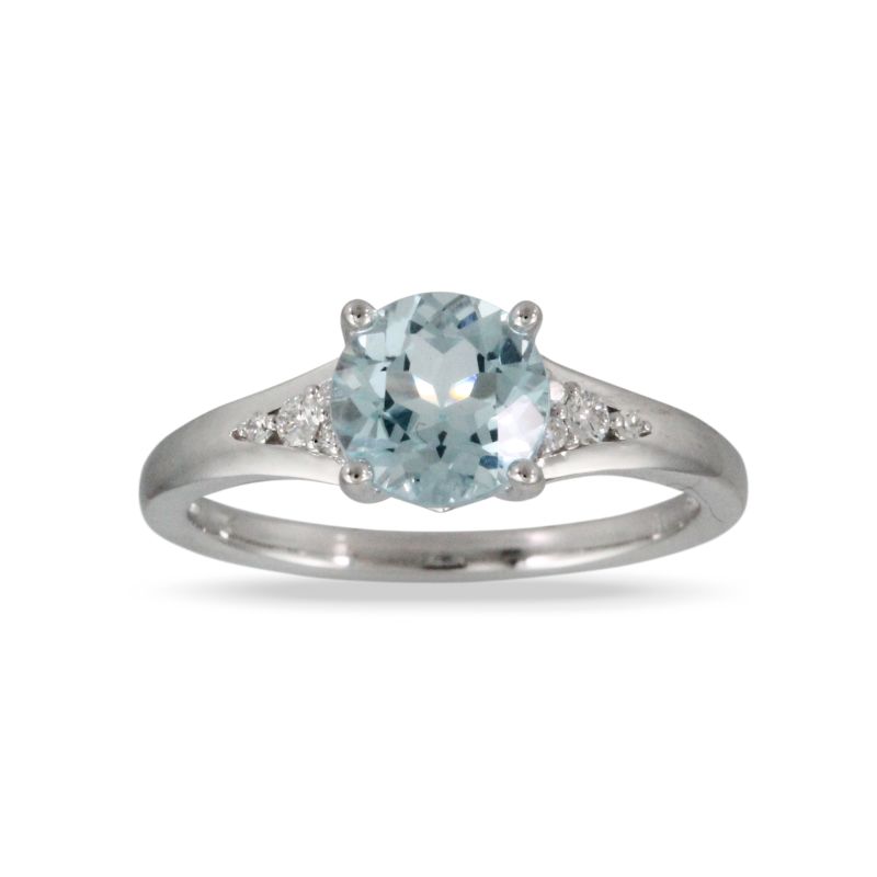 18K White Gold Diamond Ring With Sky Blue Topaz