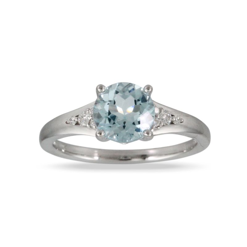 18K White Gold Diamond Ring With Sky Blue Topaz - LB556BT