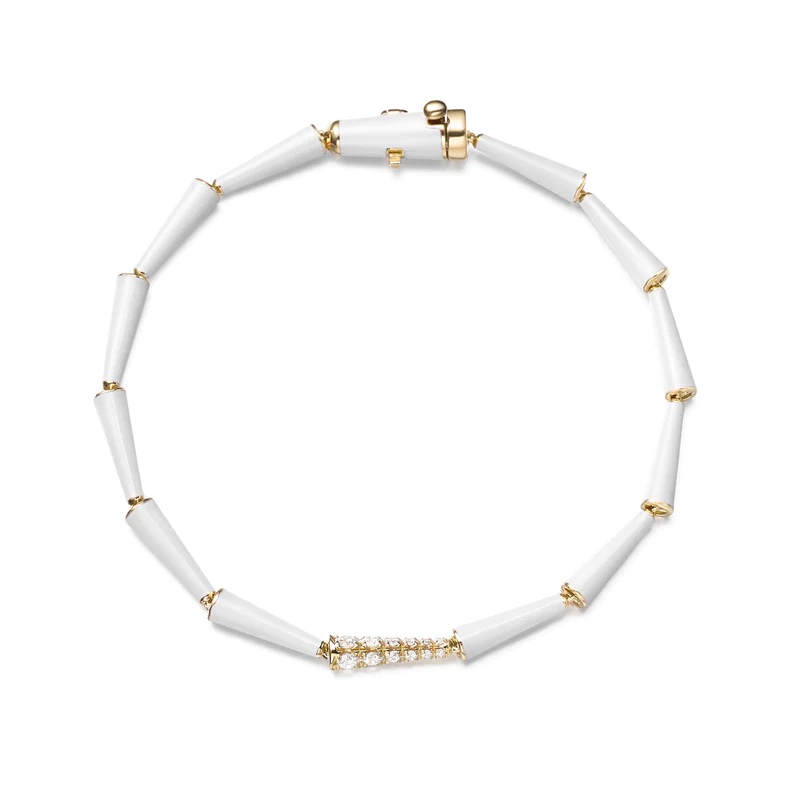 Melissa Kaye White Enamel Lola Linked Bracelet 