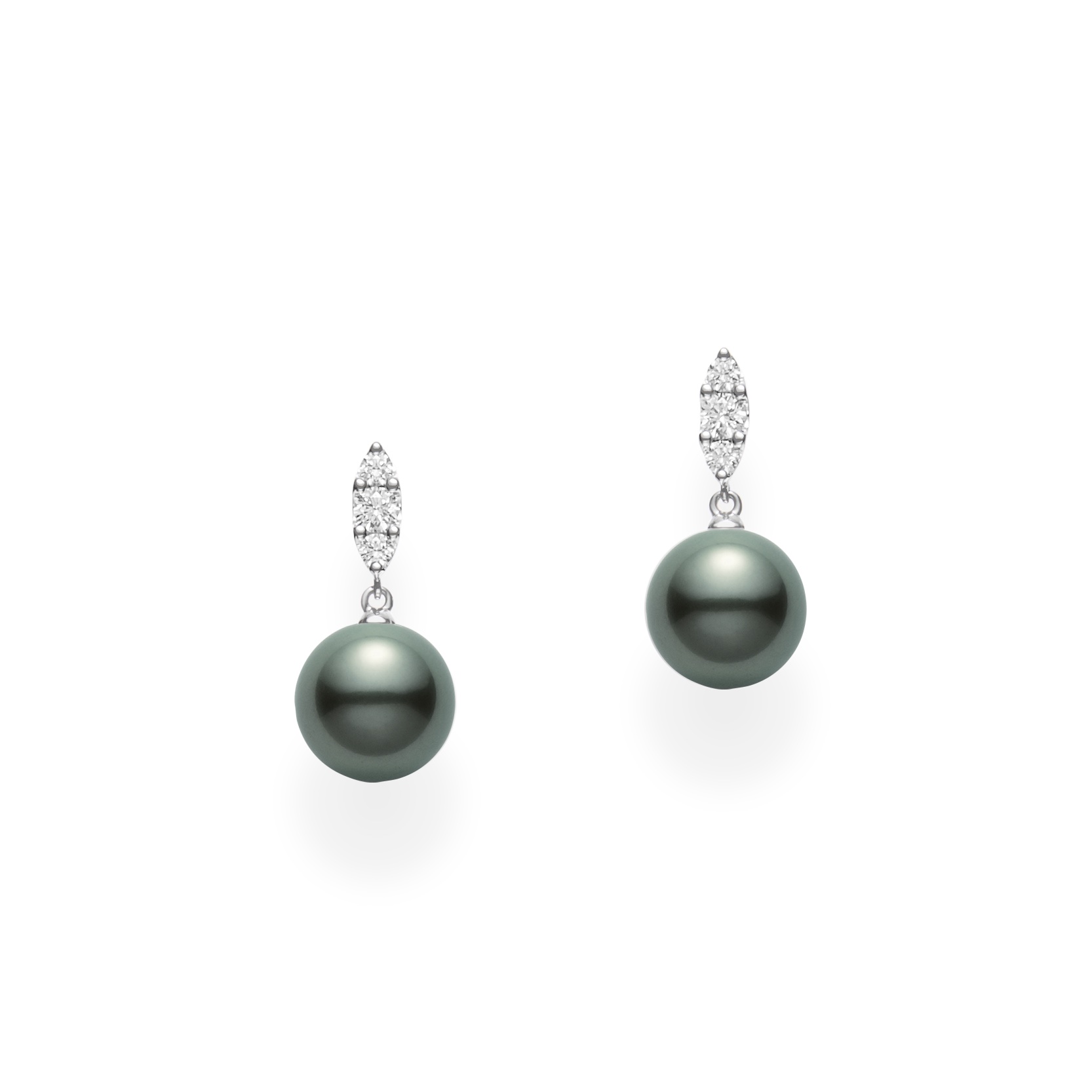 Mikimoto Morning Drew Black South Sea Pearl Earrings In 18k White Gold