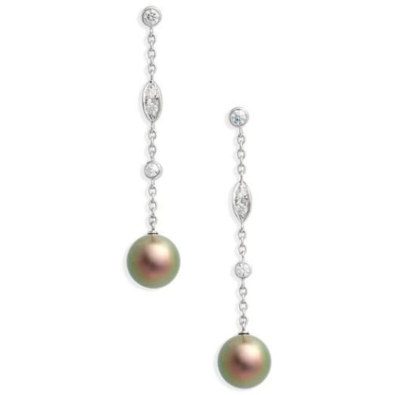 Mikimoto Dangling Earrings In 18k White Gold