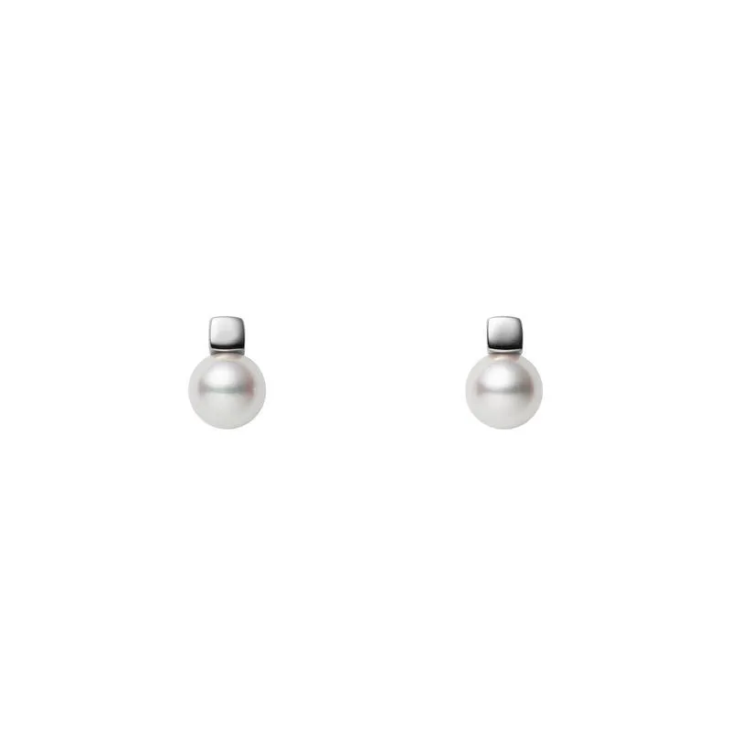 Mikimoto Akoya pearl and round brilliant cut diamond earrings in 18k white  gold. | AHEE Jewelers