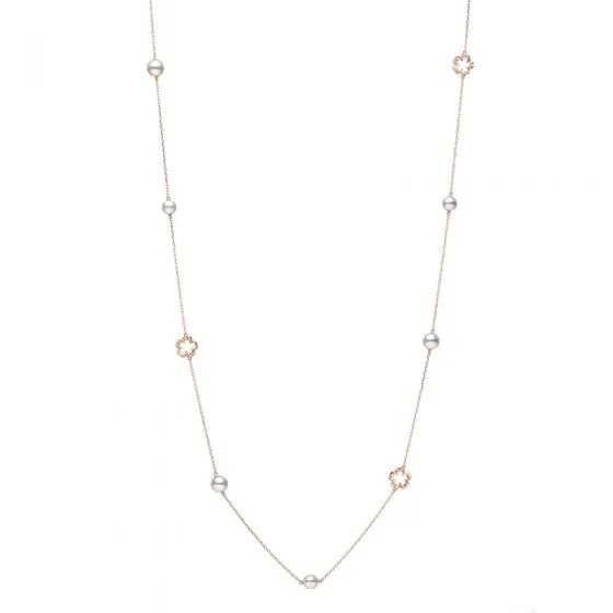 Mikimoto Cherry Blossom Akoya Cultured Pearl Necklace In 18k Pink Gold