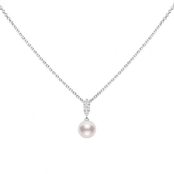 Mikimoto Morning Dew Akoya Cultured Pearl Pendant In 18k White Gold
