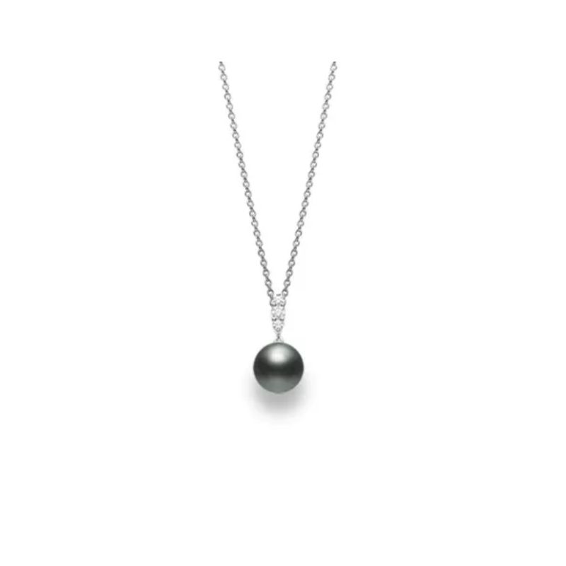 Mikimoto Morning Dew Pearl And Diamond Pendant In 18k White Gold 