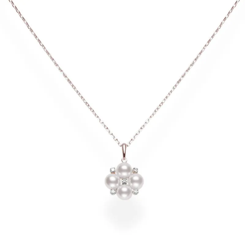 Mikimoto Akoya Cultured Pearl Pendant With Diamonds In Rose Gold