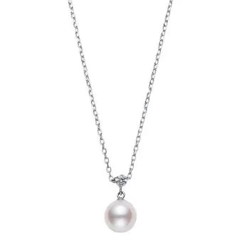 Mikimoto Akoya Cultured Pearl And Diamond Pendant In 18k White Gold