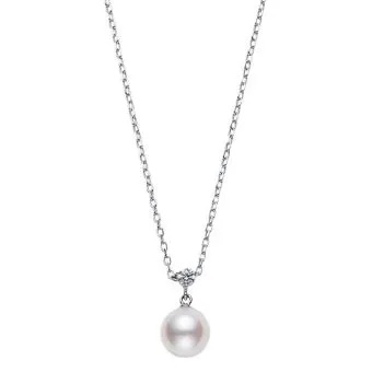 Mikimoto Akoya Cultured Pearl And Diamond Pendant In 18k White Gold