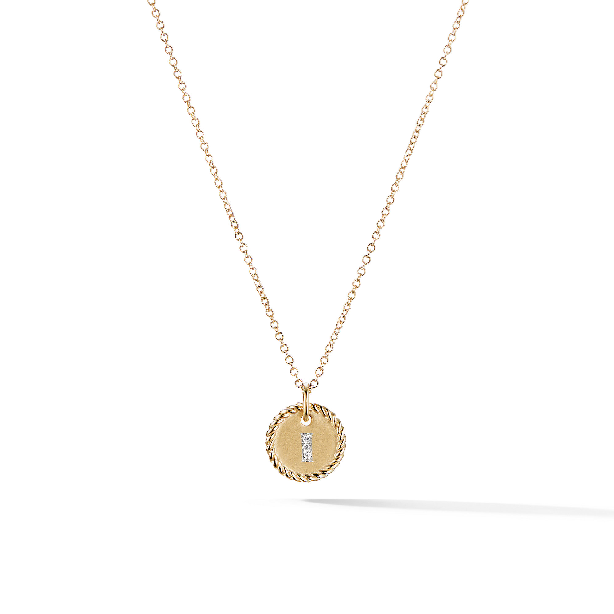 I Pendant with Diamonds in Gold on Chain