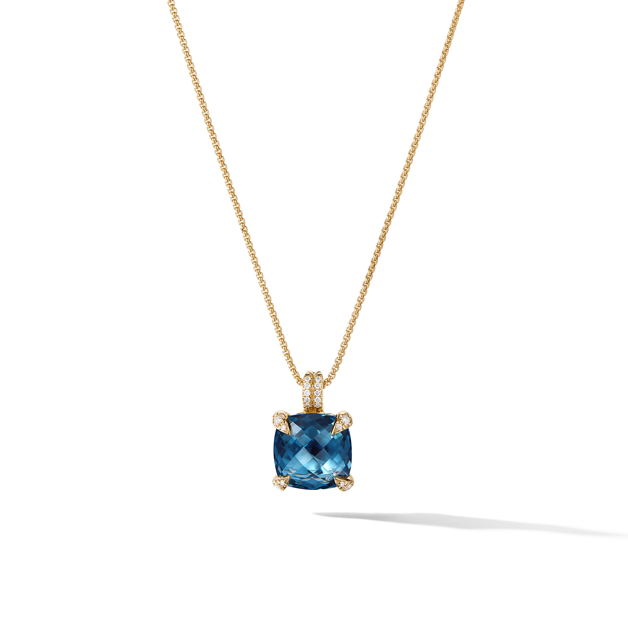 Pendant Necklace with Hampton Blue Topaz and Diamonds in 18K Gold