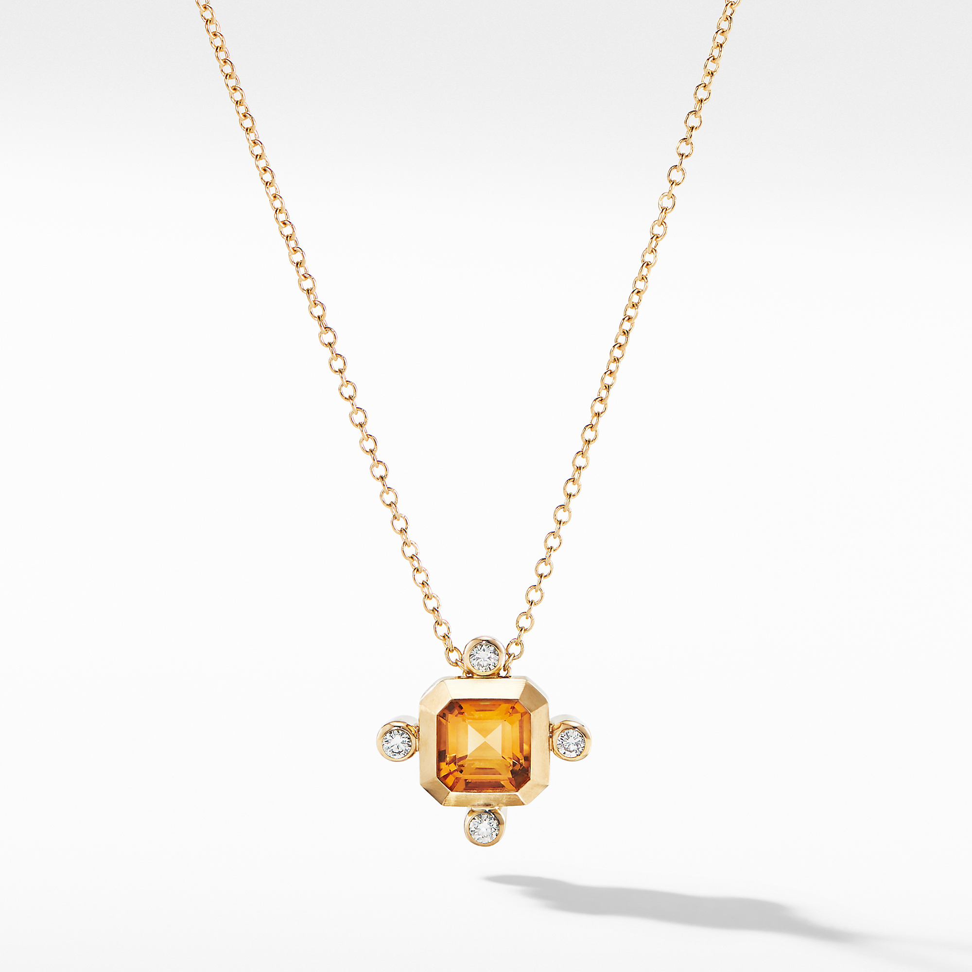 Novella Pendant Necklace in 18K Yellow Gold Madeira Citrine with Diamonds