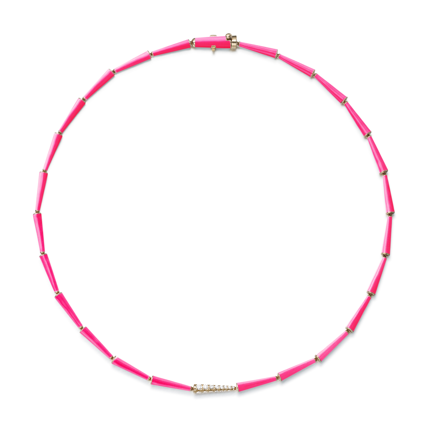 Melissa Kaye Neon Pink Enamel Lola Linked Necklace