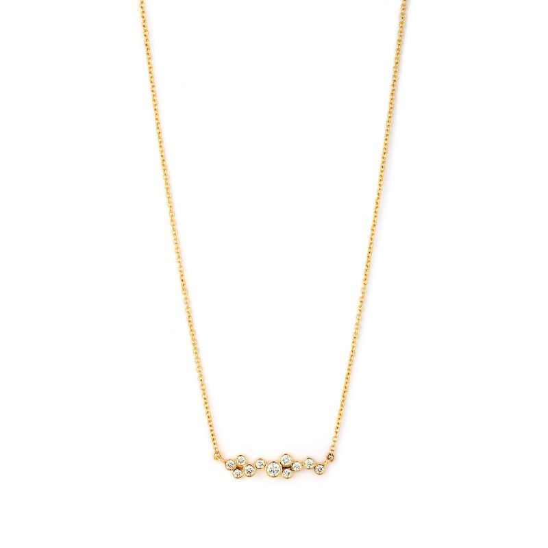 SYNA champagne Diamond Bar Cluster Necklace