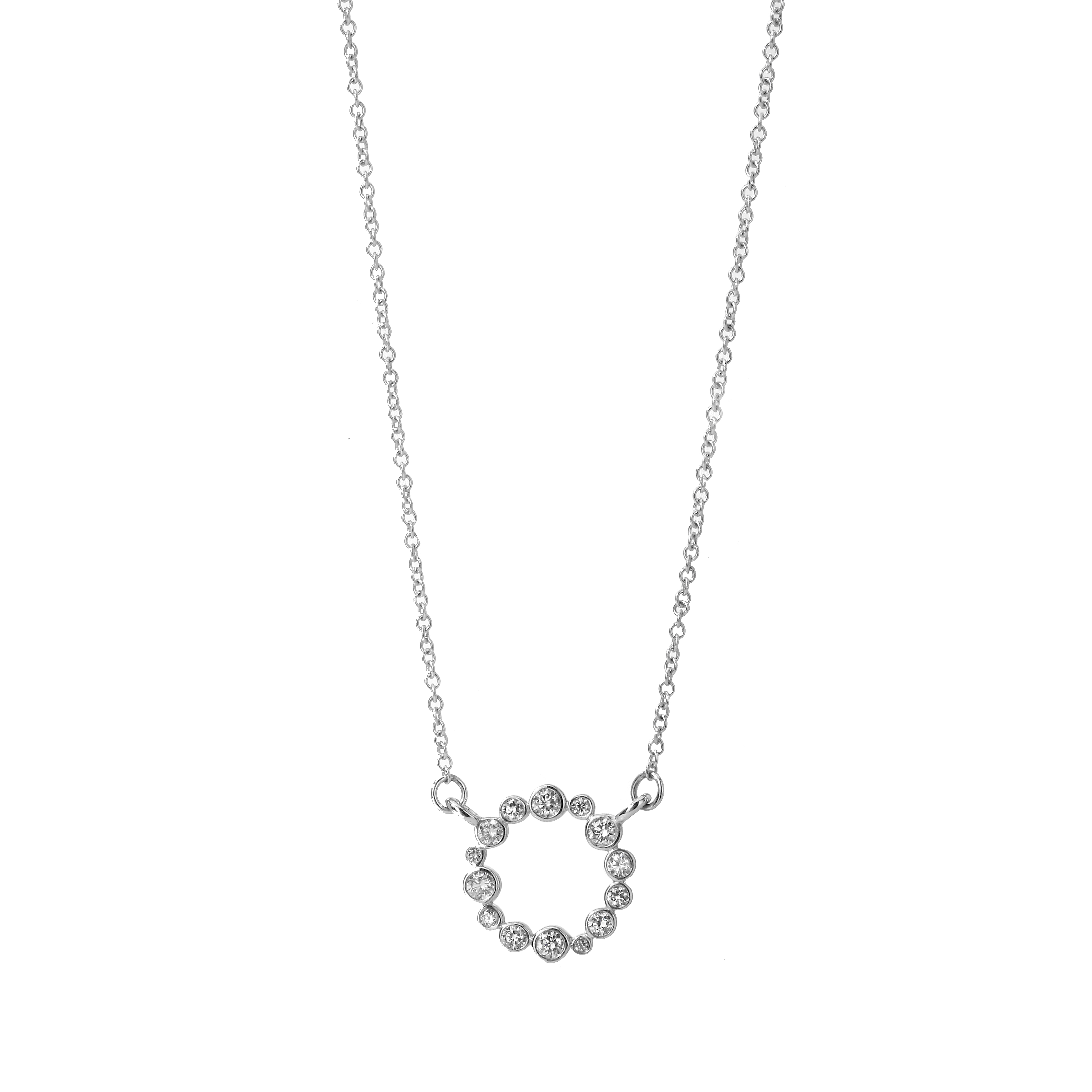 SYNA 18k White Gold Cosmic Diamond Circle Necklace 