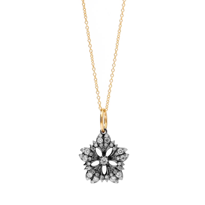 Syna 18k Yellow Gold & Oxidized Silver Jardin Flower Necklace 