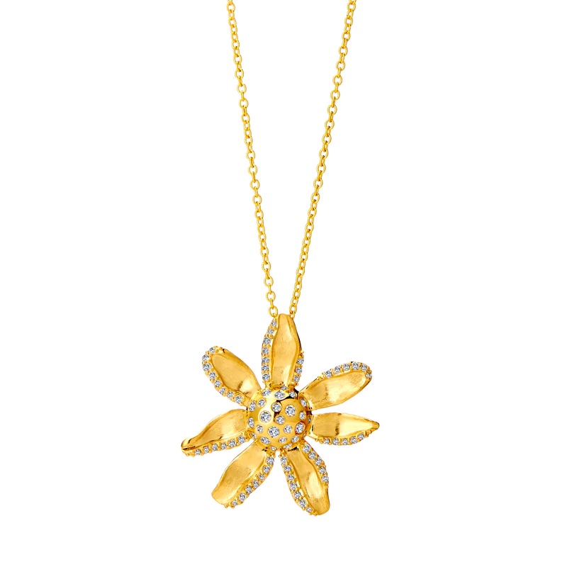 SYNA 18k Yellow Gold Jardin Flower Necklace