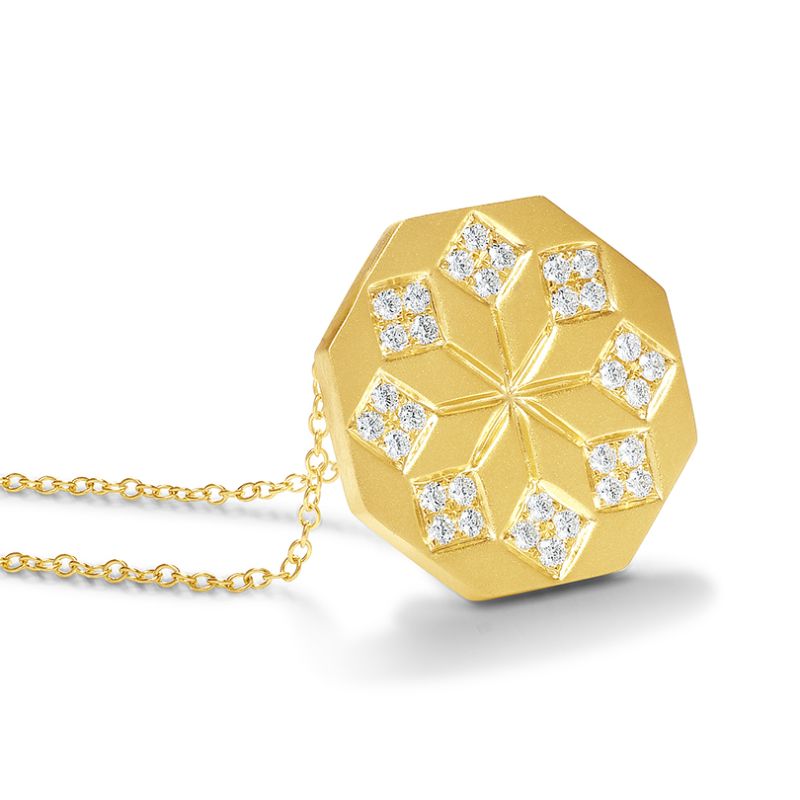 18K Yellow Gold Diamond Necklace In Satin Finish