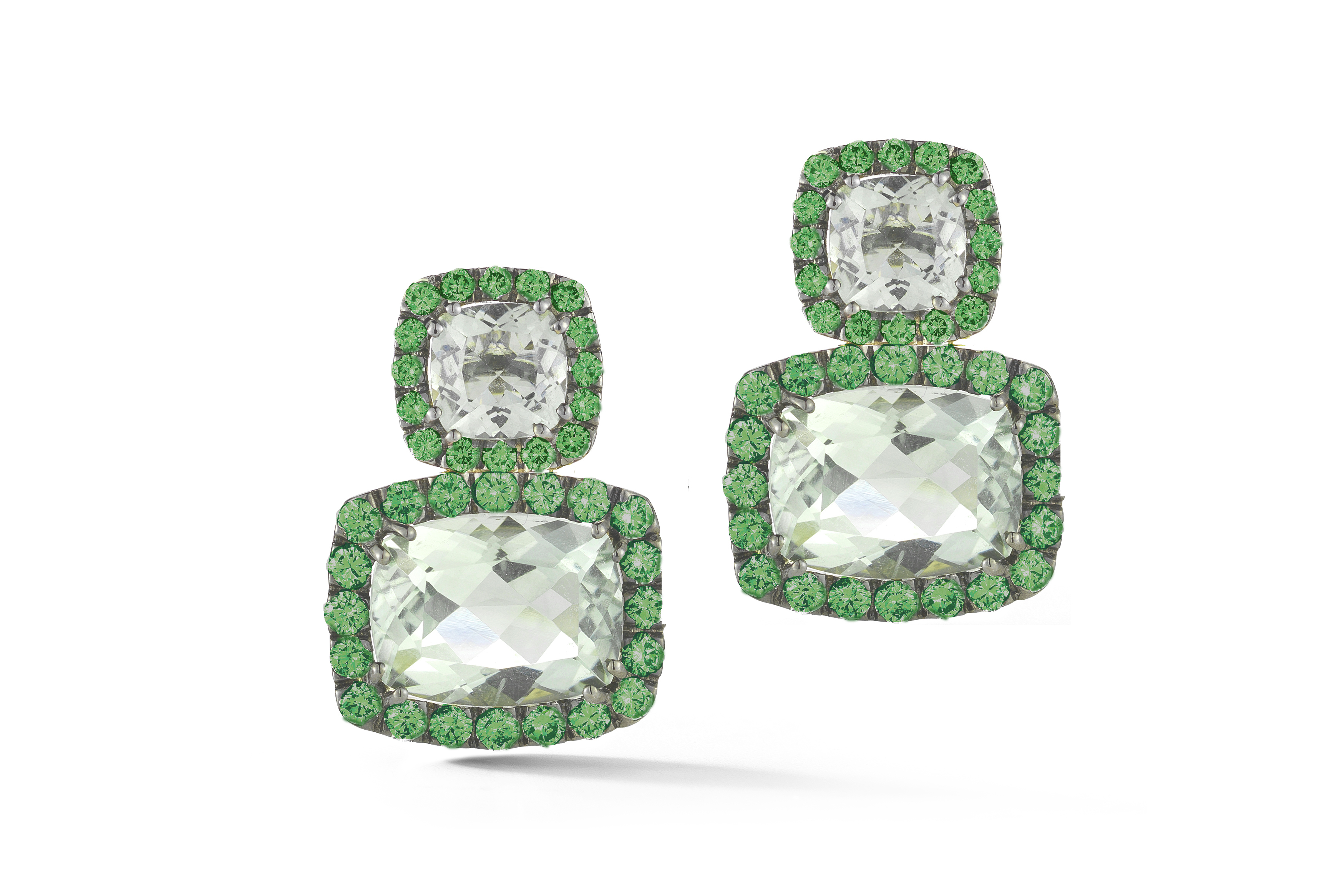 A & Furst Prasiolite And Tsavorite Drop Earrings 