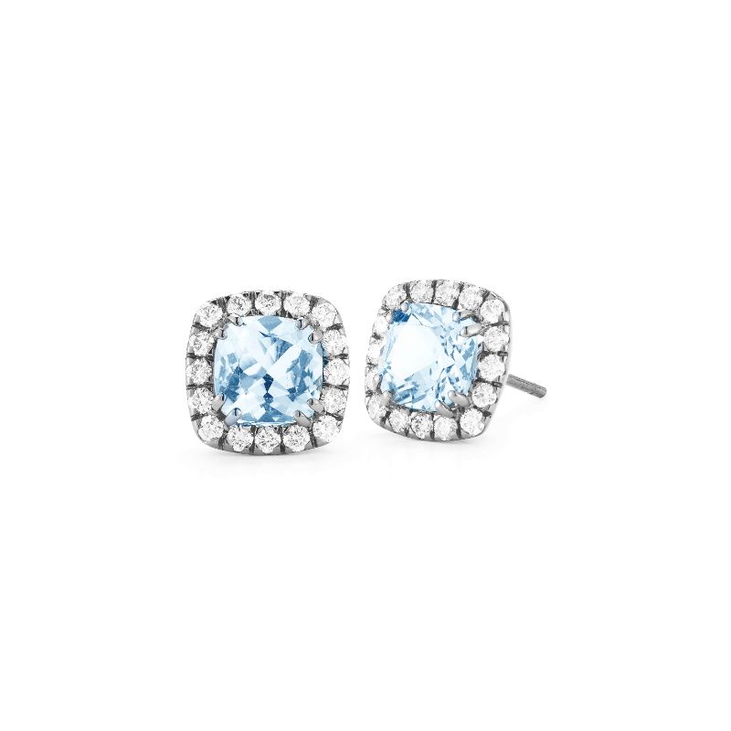 A & Furst Dynamite - Stud Earrings with Blue Topaz and Diamonds