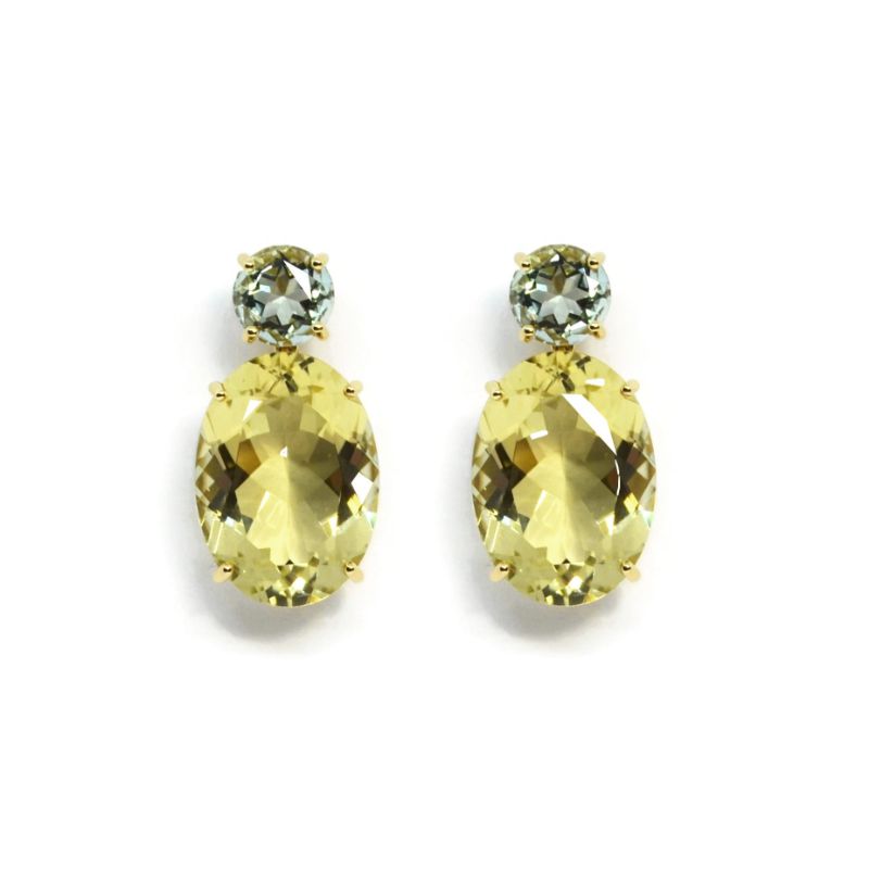 A & Furst Party Drop Earrings with Prasiolite and Lemon Citrine