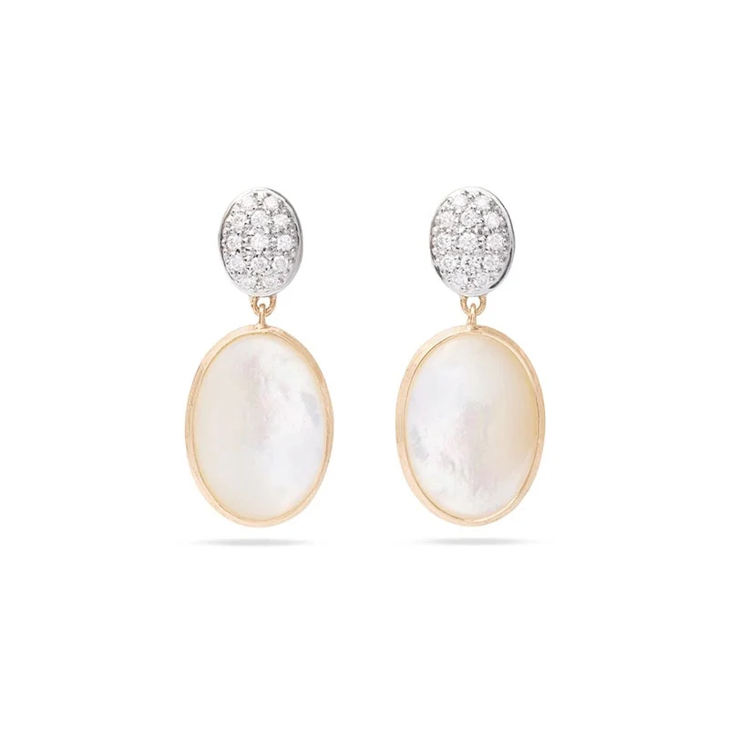 Marco Bicego 18K Yellow Gold Mother of Pearl & Diamond Drop Earrings