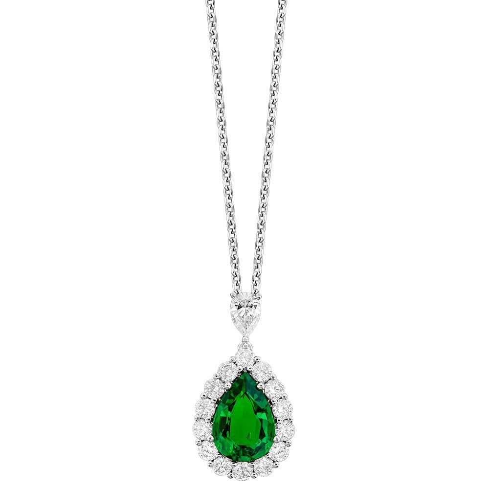 Emerald & Diamond Pendant Necklace