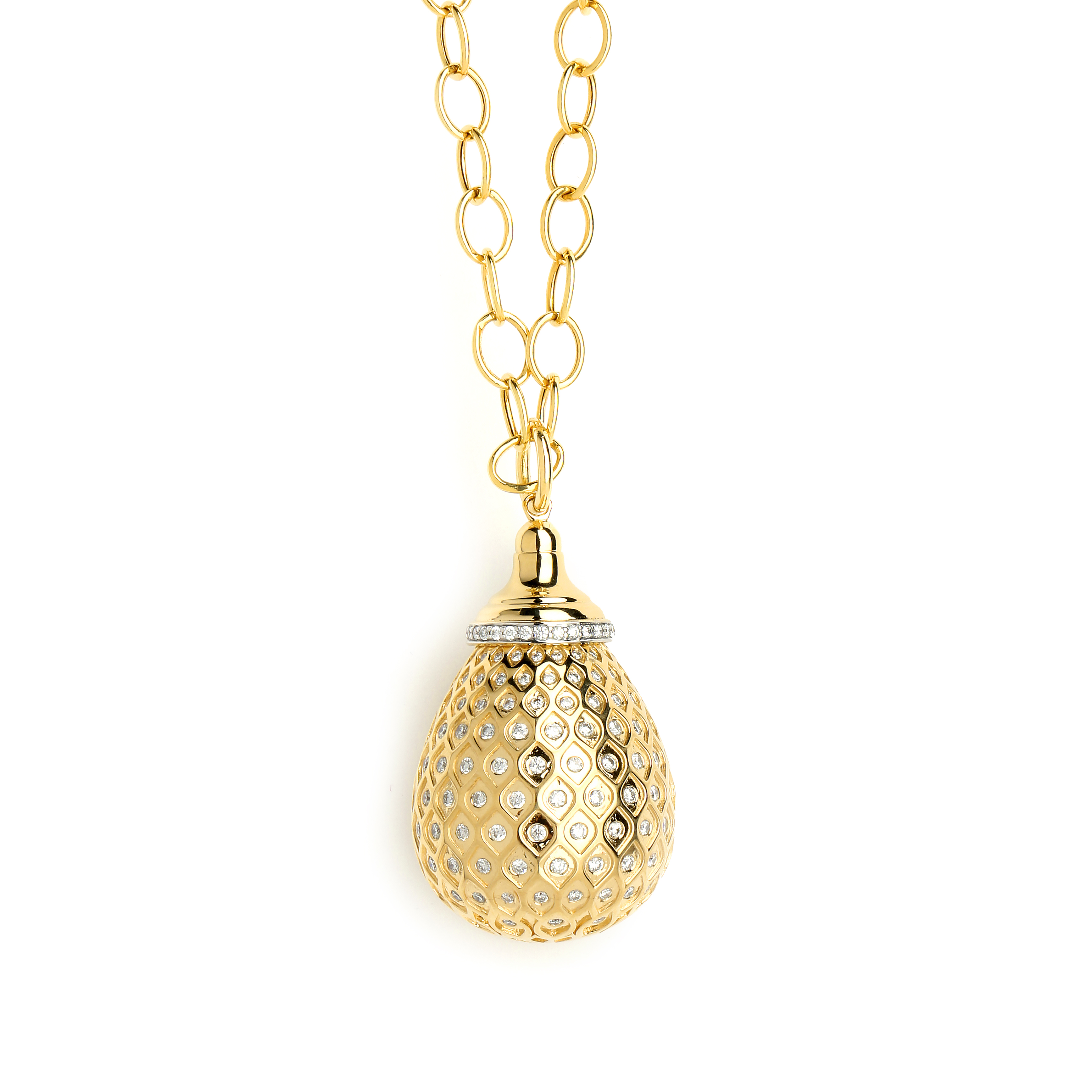 SYNA 18k Yellow Gold Large Mogul Diamond Drop Pendant