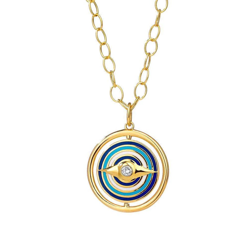 SYNA 18k Yellow Gold Chakra Large Reversible Evil Eye Pendant