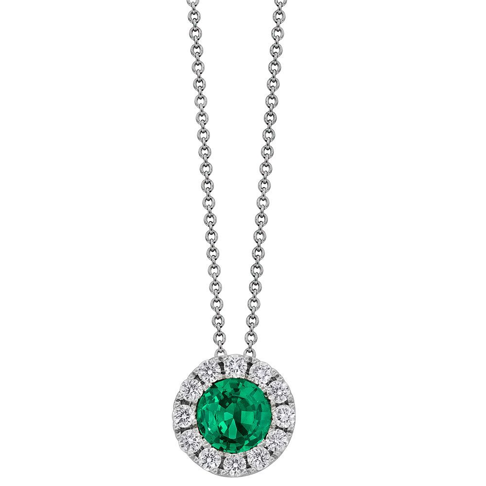 Emerald & Diamond Pendant Necklace