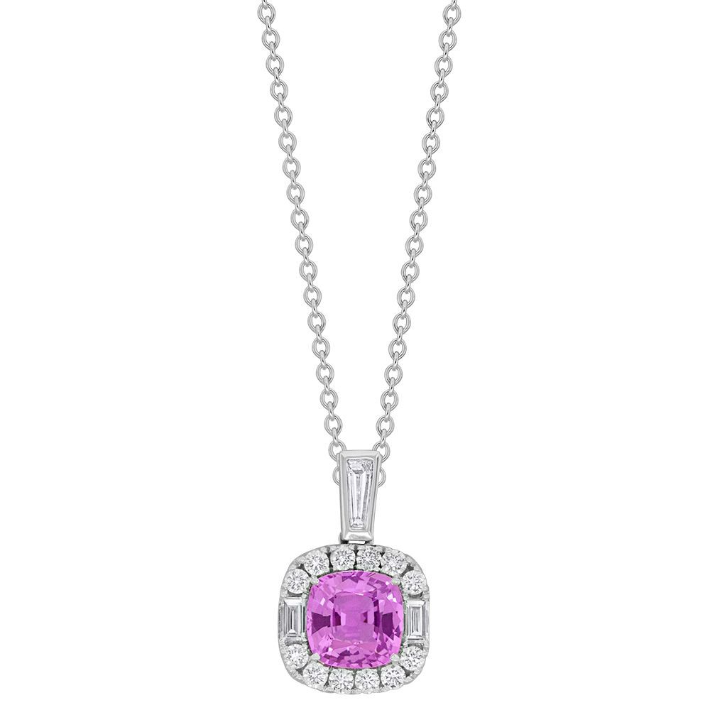 Pink Sapphire & Diamond Pendant Necklace