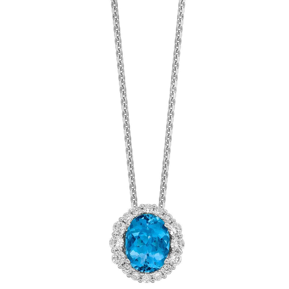 Aquamarine & Diamond Pendant Necklace