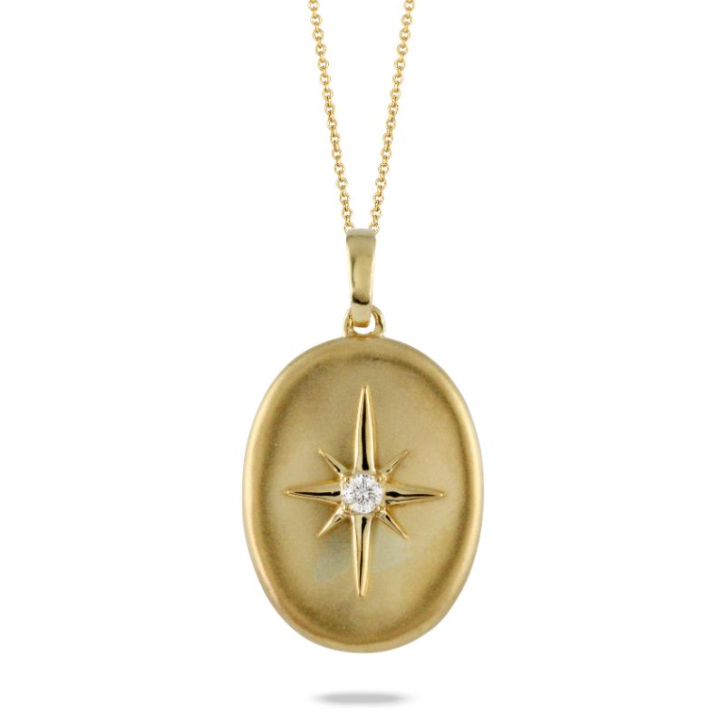 18K Yellow Gold Diamond Pendant In Satin Finish