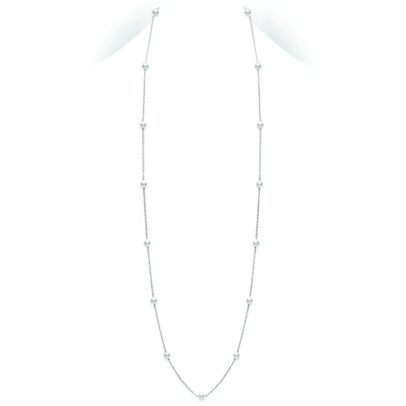 Mikimoto 32 Inch Akoya Cultured Pearl Station Necklace In White Gold
