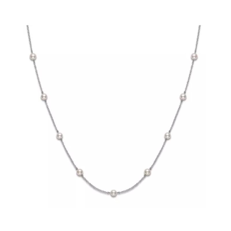 Mikimoto Akoya Pearl Necklace In 18k White Gold 