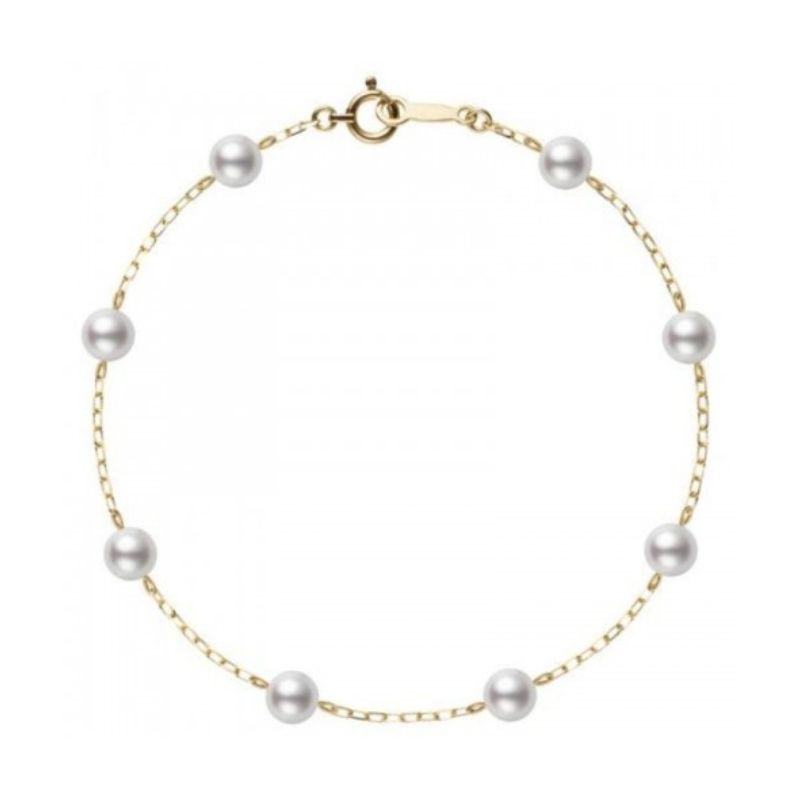Mikimoto 18K Pearl  Diamond Bead Bracelet  18K Yellow Gold Bead Bracelets   MIK23888  The RealReal