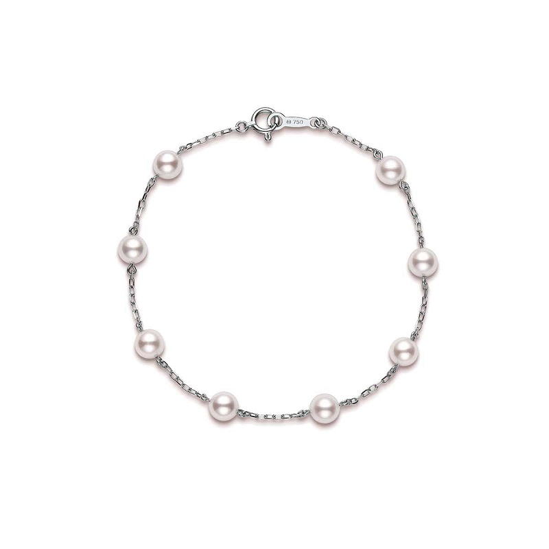 Buy Double Strand Akoya Pearl Bracelet With 14k White Gold Clasp Online in  India - Etsy