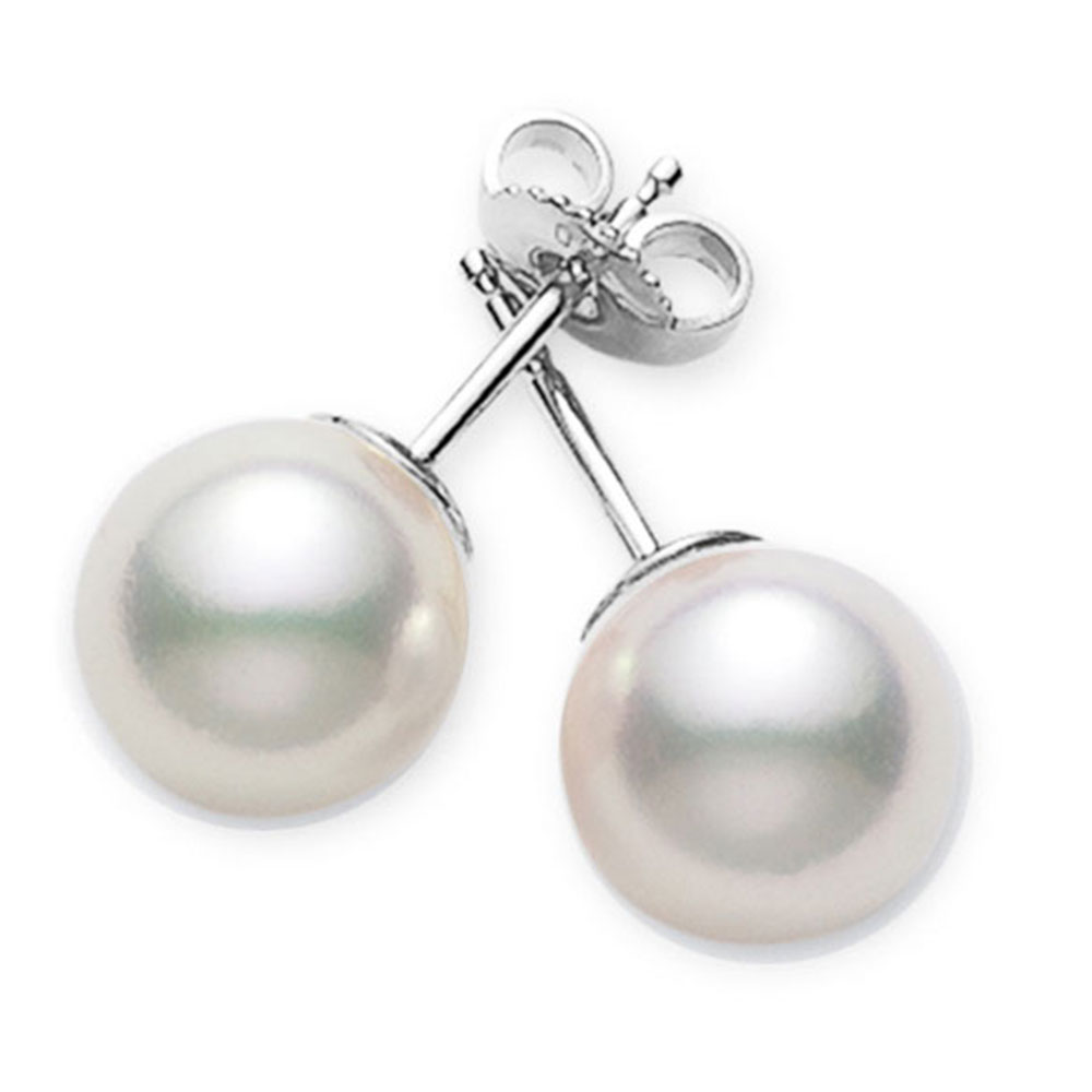 Mikimoto Akoya Pearl Stud Earrings In 18k White Gold