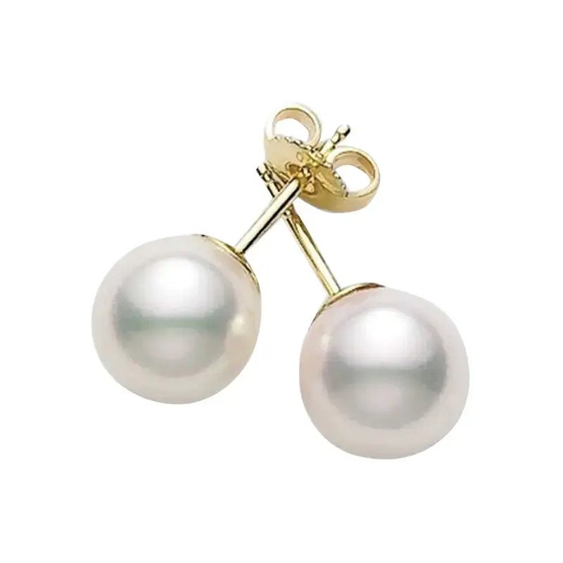 Mikimoto Akoya Pearl Stud Earrings In 18k Yellow Gold