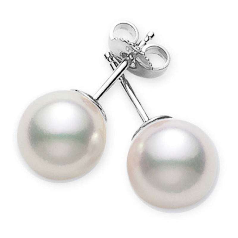 Mikimoto Akoya Pearl Stud Earrings In 18k White Gold