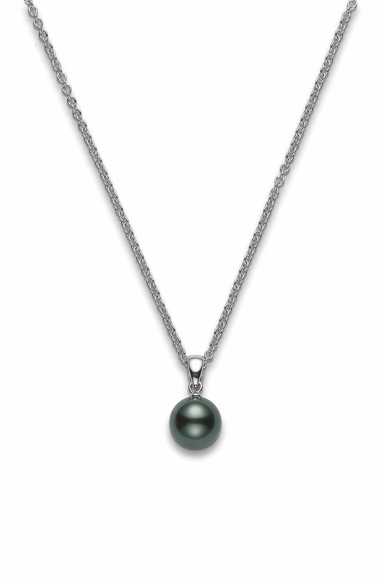 Mikimoto Black South Sea Pearl Pendant In 18k White Gold 