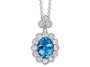 Aquamarine And Diamond Pendant Necklace