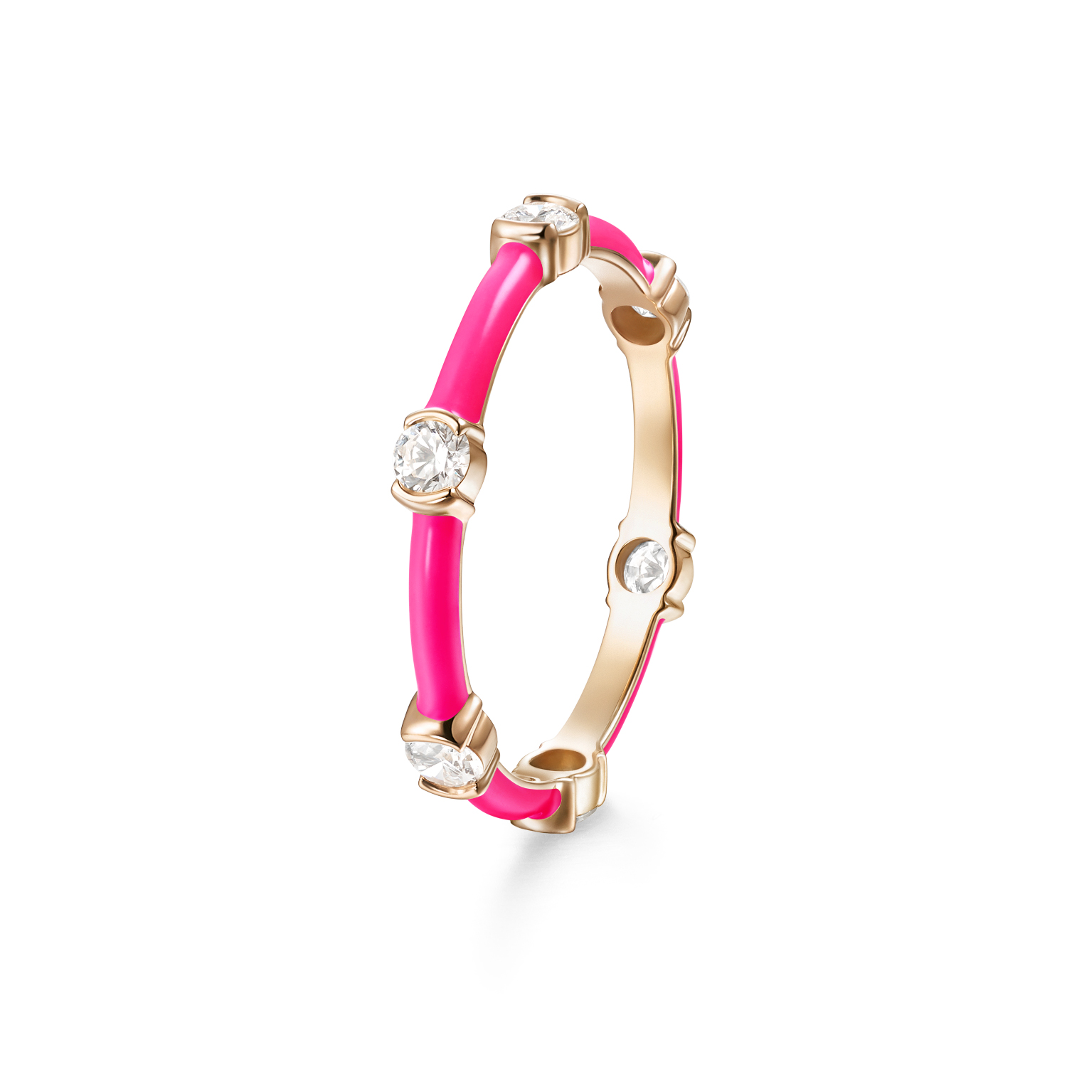 Melissa Kaye Neon Pink Enamel Zea Ring