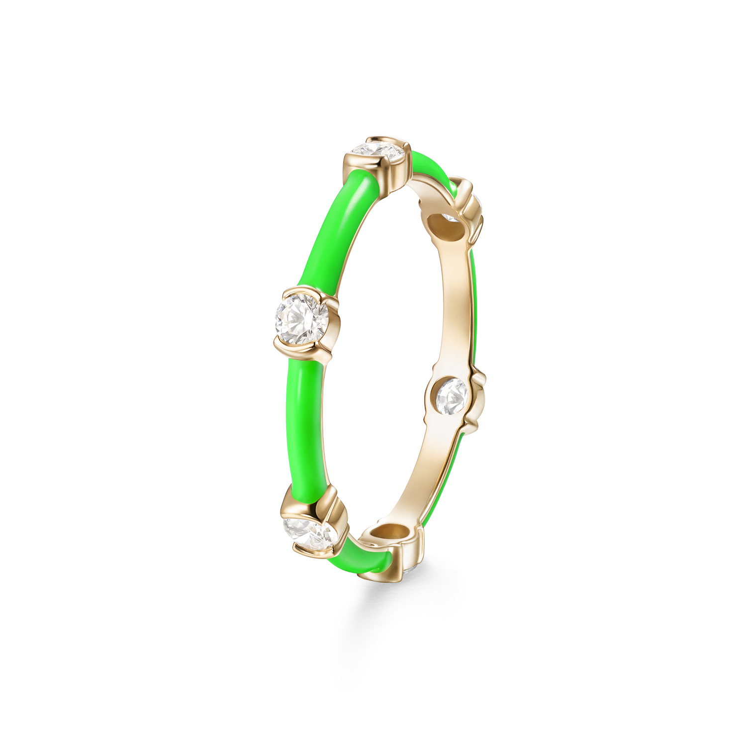 Melissa Kaye Neon Green Enamel Zea Ring