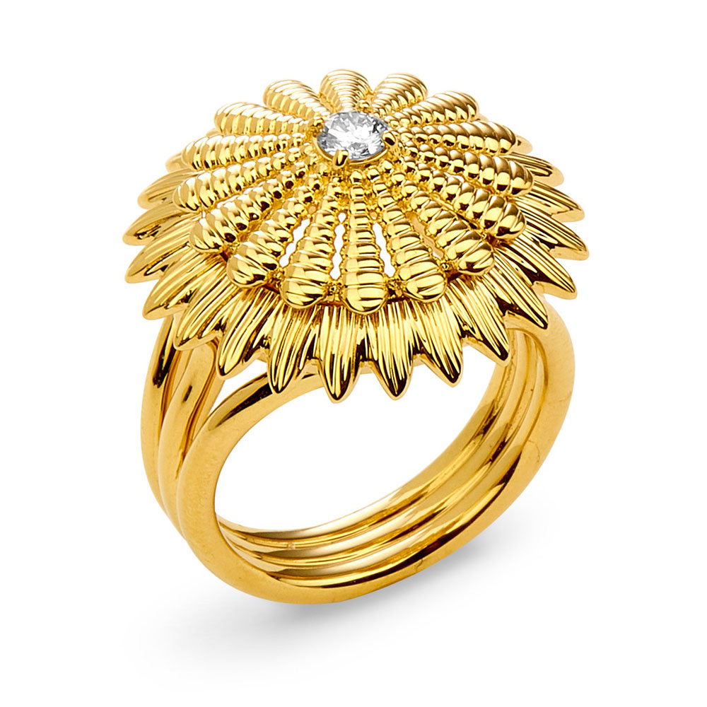 SYNA JEWELS 18KYG FLOWER RING