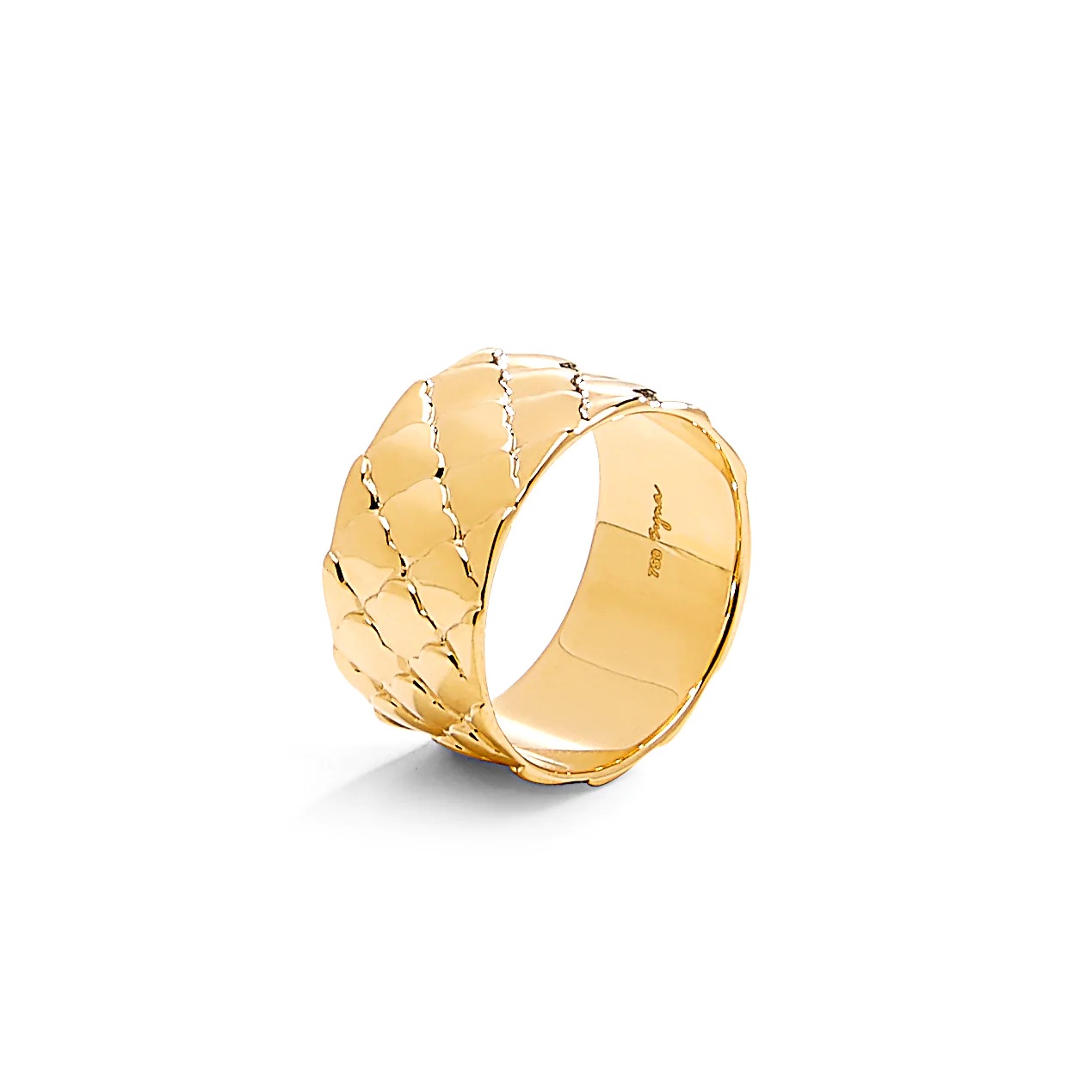 SYNA 18k Yellow Gold Mogul Texture Band