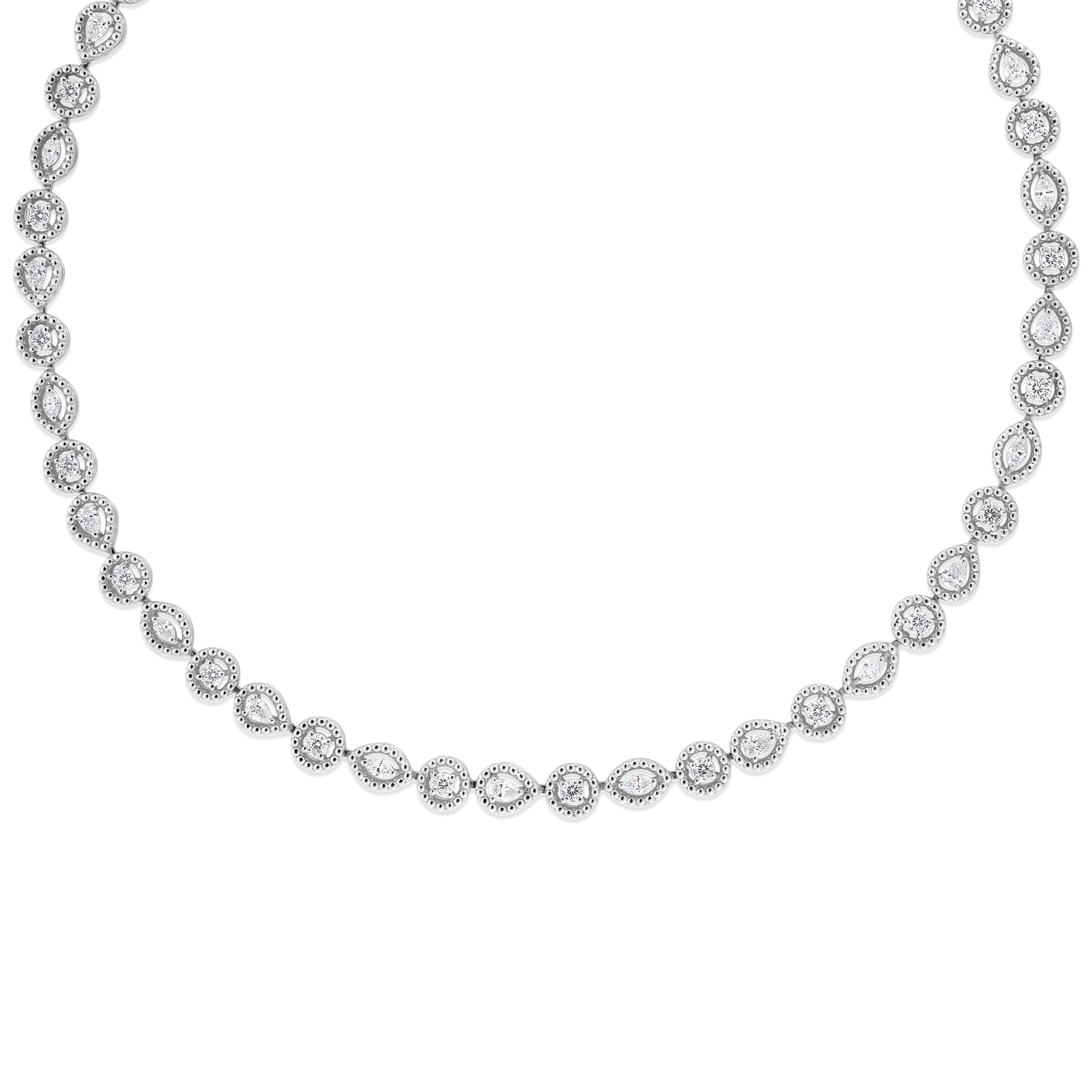Dolcetto Alternating Three Stone Diamond Necklace