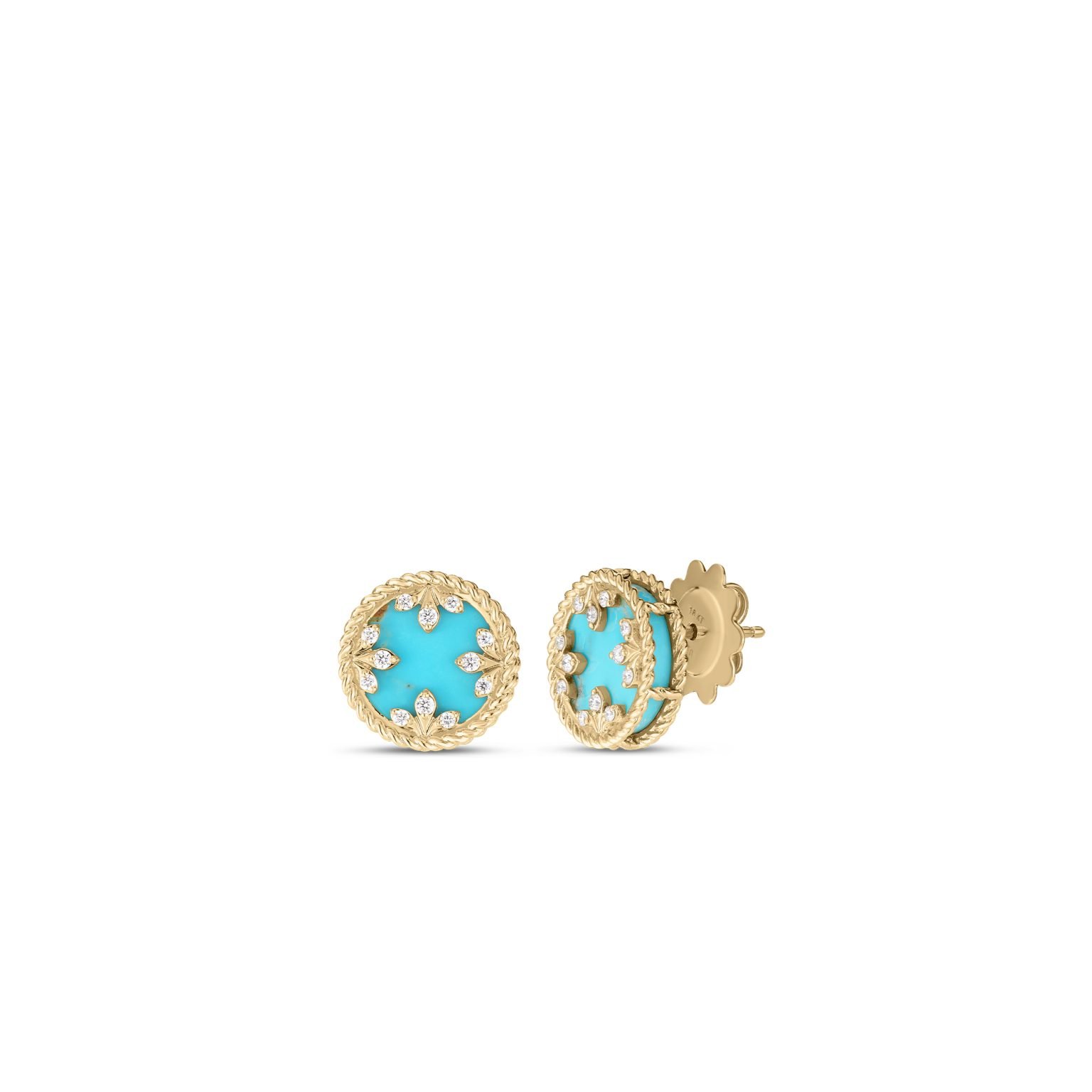 Venetian Medallions Small Diamond Turquoise Stud Earring